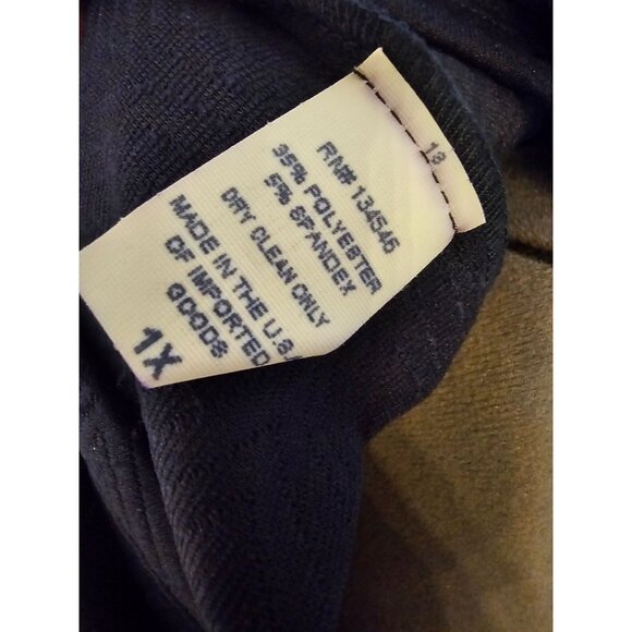 Melissa Masse Quilted Navy Blue Fit & Flare Knee-Length Dress 1X Long Sleeve Mod - Picture 8 of 13